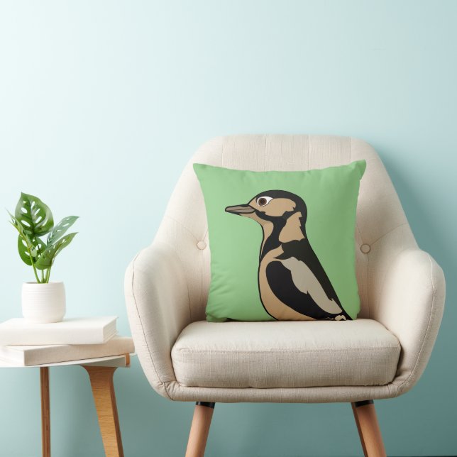 Woodpecker Bird Nature Wildlife Throw Pillow (Chair)