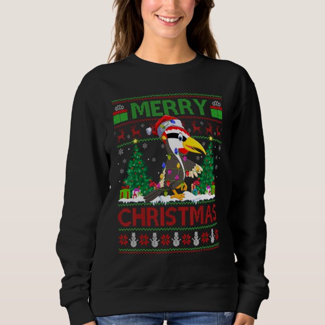Woodpecker Bird   Xmas Tree Ugly Woodpecker Christ Sweatshirt (Front)