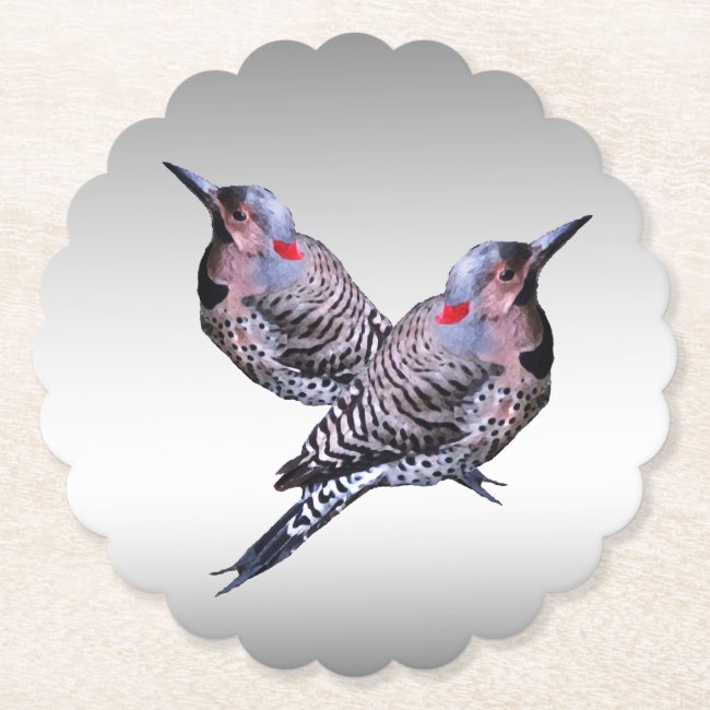 Woodpecker Birds Northern Flicker Paper Coasters