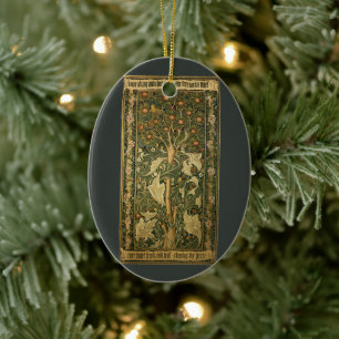 Woodpecker by William Morris, Vintage Textile Art Ceramic Ornament