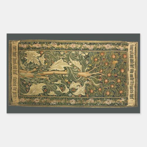 Woodpecker by William Morris Vintage Textile Art Rectangular Sticker