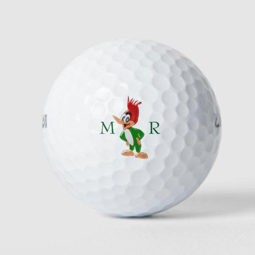 Woodpecker Design Monogrammed Golf Balls