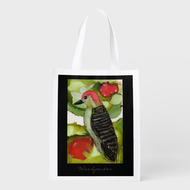 Woodpecker Design Reusable Shopping Bag (Back)