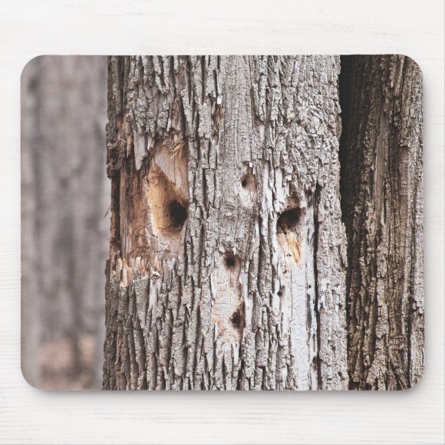 Woodpecker Hole Face Mouse Pad (Front)