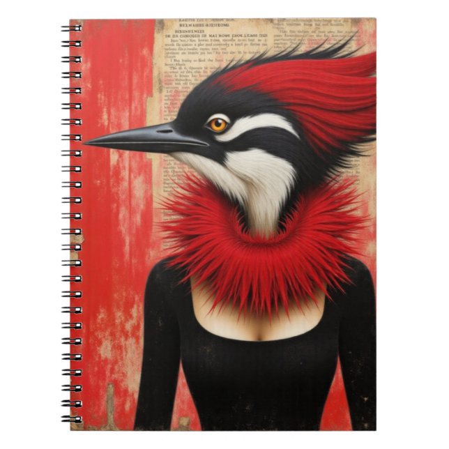 Woodpecker in a black dress fantasy notebook (Front)