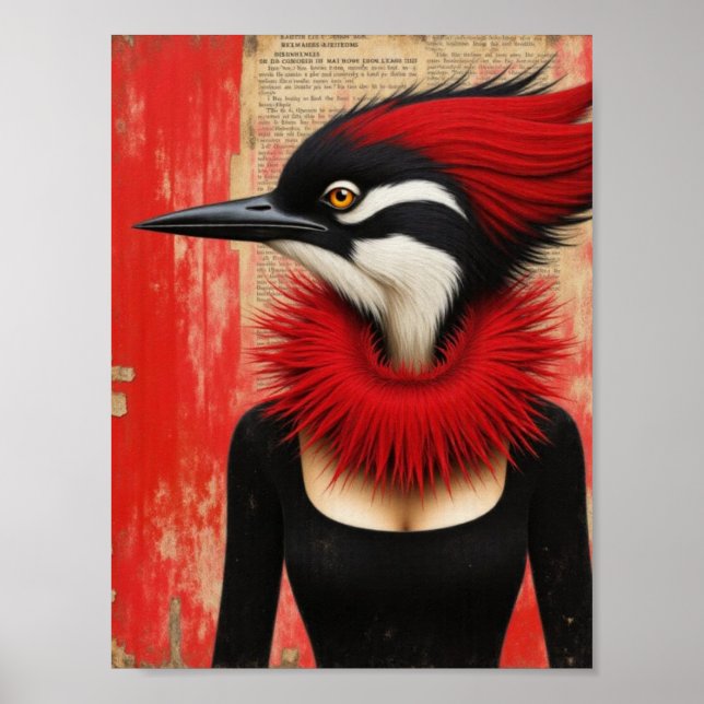 Woodpecker in a black dress fantasy poster (Front)