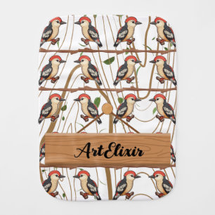 Woodpecker Lovers Print Baby Burp Cloth