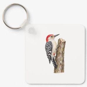 Woodpecker on a Tree Trunk Keychain