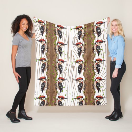 Woodpecker Pecking Pattern Fleece Blanket