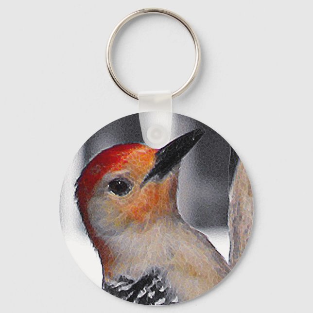 Woodpecker Portrait Keychain (Front)