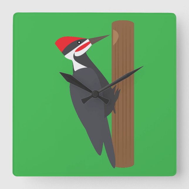 Woodpecker Square Wall Clock (Front)
