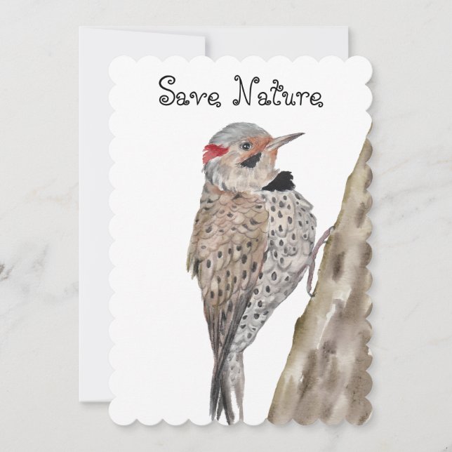 Woodpecker watercolor Throw Pillow Invitation (Front)