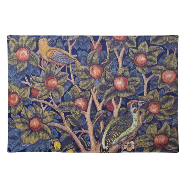 Woodpecker, William Morris Cloth Placemat (Front)