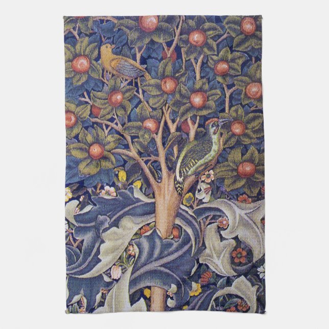 Woodpecker, William Morris Kitchen Towel (Vertical)