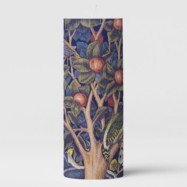 Woodpecker, William Morris Pillar Candle (Front)