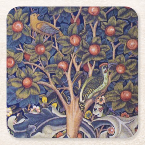 Woodpecker William Morris Square Paper Coaster