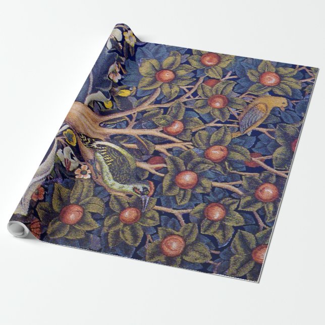 Woodpecker, William Morris Wrapping Paper (Unrolled)