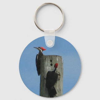 Woodpeckers on a Pole Keychain