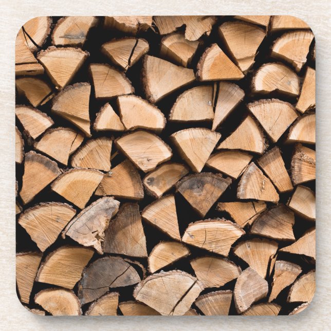 Woodpile background drink coaster (Front)