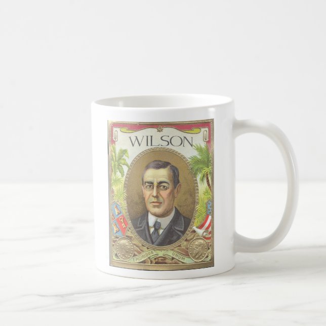 Woodrow Wilson Cigar Label Image Coffee Mug (Right)