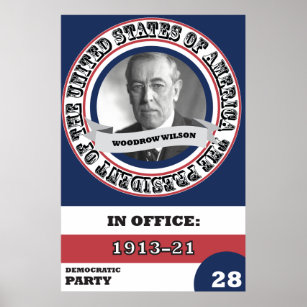 Woodrow Wilson Presidential History Retro Poster