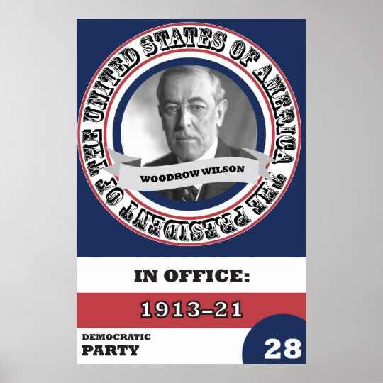 Woodrow Wilson Presidential History Retro Poster