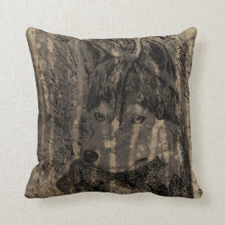 Woods and Wolf Throw Pillow