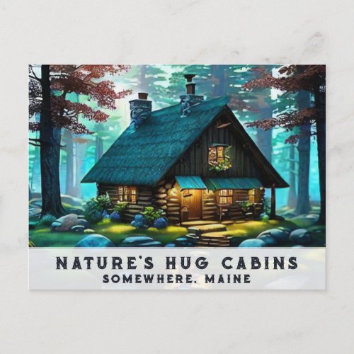  Woods Cabin Colorful Bold Art  AP49  Stream Postcard
