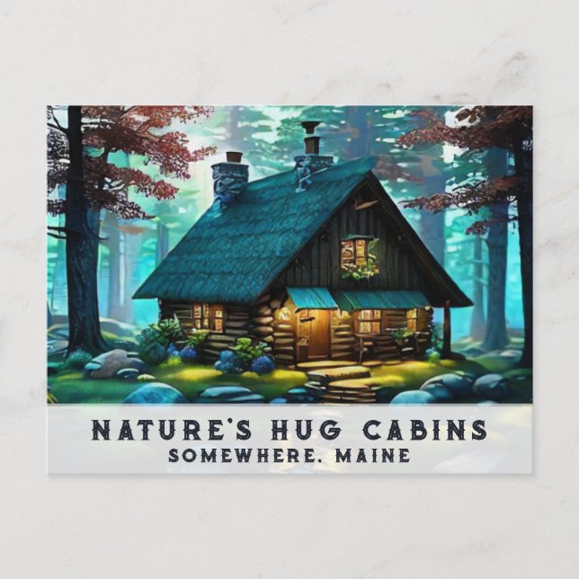 *~* Woods Cabin Colorful Bold Artsy  AP49 Spring Postcard (Front)
