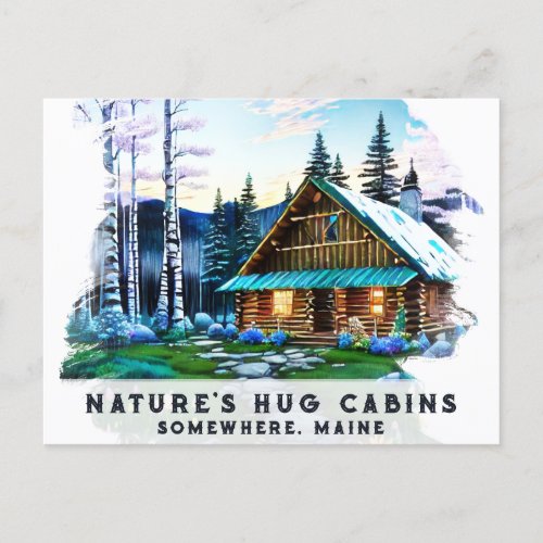  Woods Cabin Stream AP49 Snowy Painting Postcard