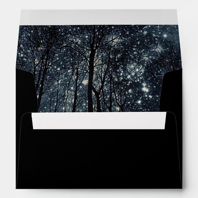 Woods Dark Night Glittering Stars Blue Sky Custom Envelope (Back (Bottom))