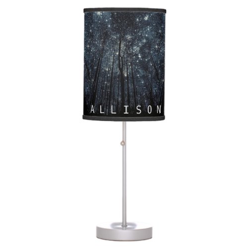 Woods Dark Night Glittering Stars Blue Sky Custom Table Lamp
