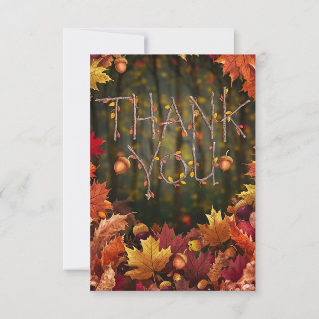 Woods Editable Autumn Fall Thank You Card (Front)