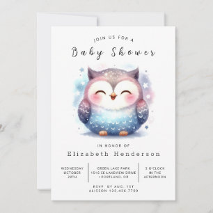 Woods Editable Owl Baby Shower Invitation