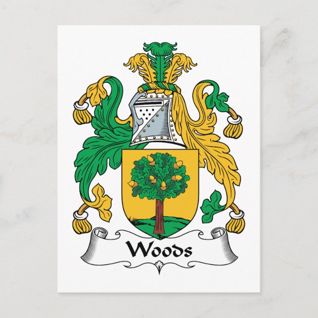 Woods Family Crest Postcard (Front)
