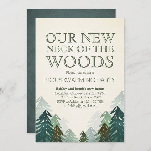 Woods Housewarming Party Invitation Winter Forest
