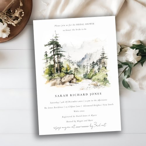Woods Mountain Landscape Sketch Bridal Shower Invitation