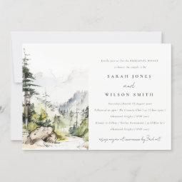 Woods Mountain Landscape Sketch Rehearsal Dinner Invitation | Zazzle