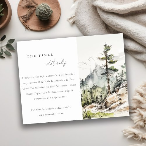  Woods Mountain Landscape Sketch Wedding Details Enclosure Card