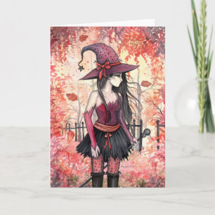 Woods of Autumn Witch Greeting Card