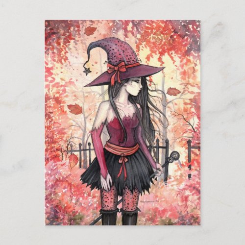 Woods of Autumn Witch Postcard