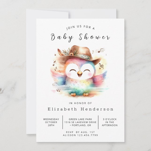 Woods Online Owl Baby Shower  Invitation (Front)