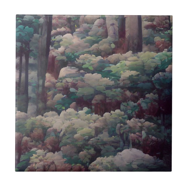 Woods shadow art green and brown  ceramic tile (Front)