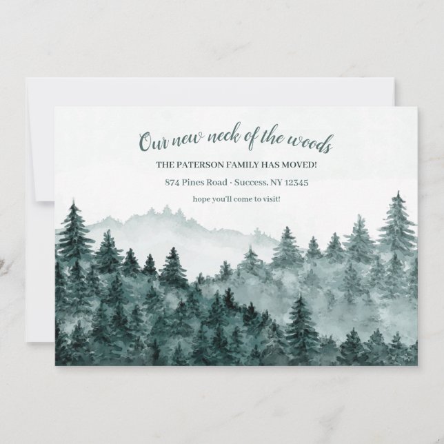 Woods Watercolor Moving Announcement (Front)