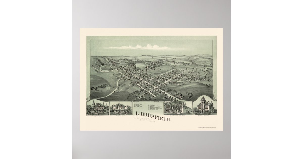 Woodsfield, OH Panoramic Map 1899 Poster Zazzle