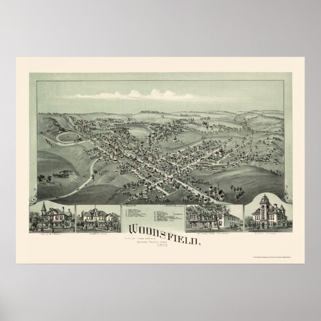 Woodsfield, OH Panoramic Map - 1899 Poster (Front)