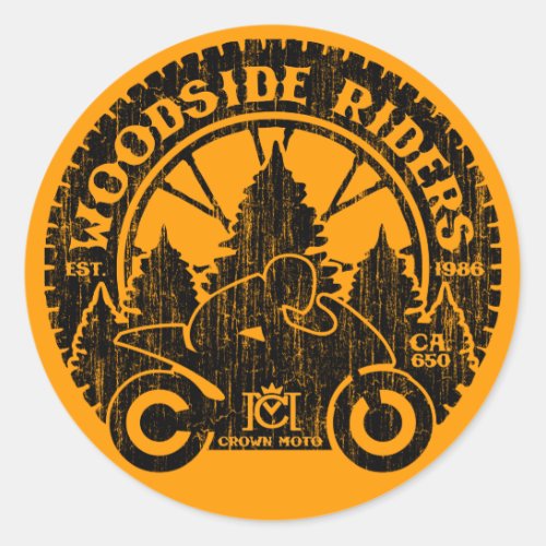 Woodside Riders vintage black Classic Round Sticker