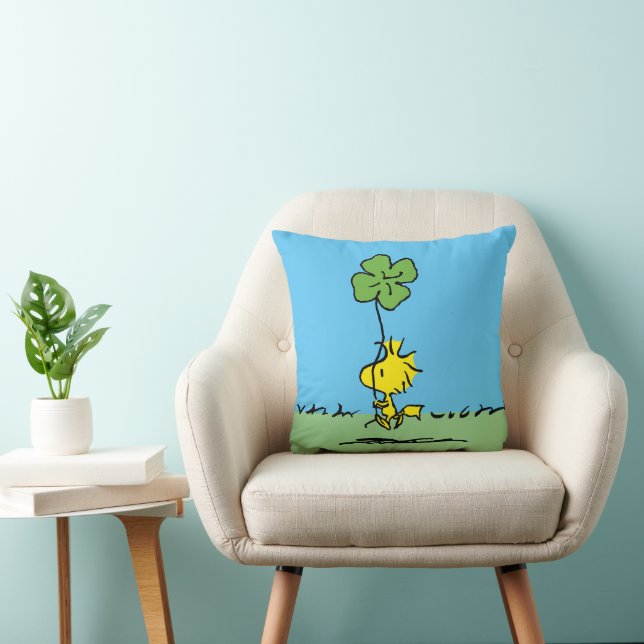 Woodstock Carrying Shamrock Throw Pillow (Chair)