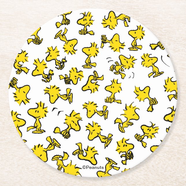 Woodstock Classic Design Pattern Round Paper Coaster (Front)