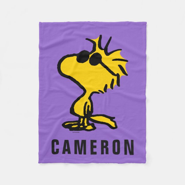 Woodstock Cool Sunglasses | Add Your Name Fleece Blanket (Front)
